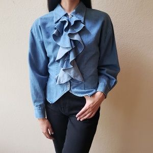 Vintage jean ruffle top